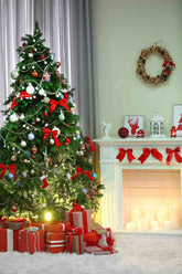 Christmas Tree Full Of Gifts With Wool Carpet Backdrop For Holiday Photo Shopbackdrop